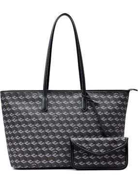 Stylish 3D Cube Tote Bag - Monogram Print Leather Weekender Shopper Handbag